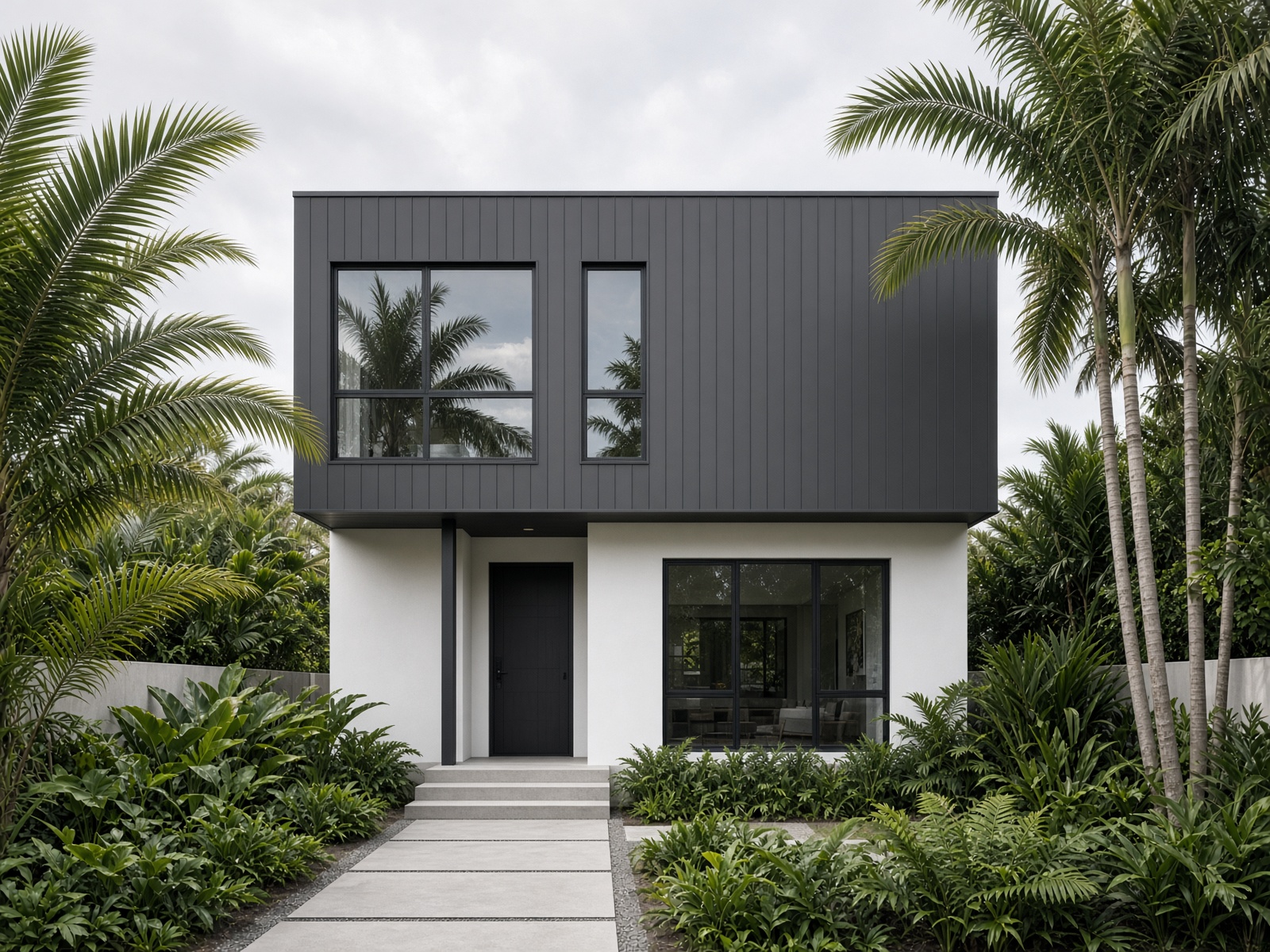 Vertical Colorbond wall cladding on a two-storey contemporary Cairns house